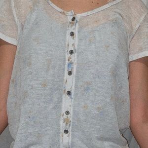 Semi-See-Through Cropped Button Up